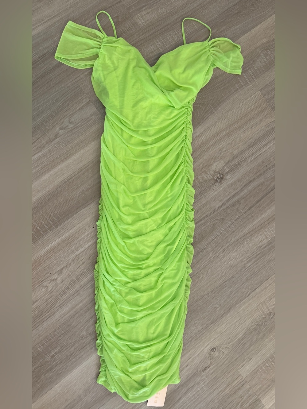 SHEIN Neon Lime Ruched Mini Dress